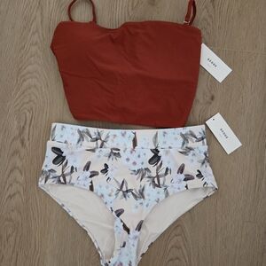 Geode Red and Floral Bikini Set